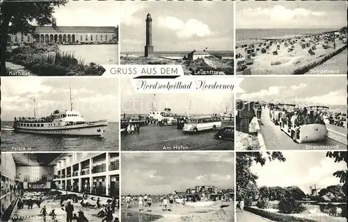 Norderney Nordseebad Luechtturm Strandexpress u.Kurhaus Kat. Norderney