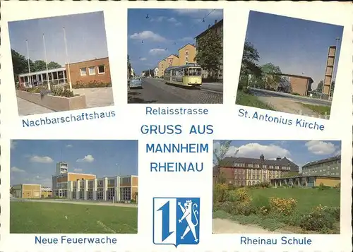 Rheinau Mannheim Relaisstrasse Rheinau Schule u.Neue Feuerwache Kat. Mannheim