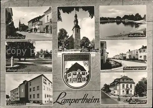 Lampertheim Bergstrasse Kaiserstrasse Amtsgericht u.Krankenhaus Kat. Lampertheim