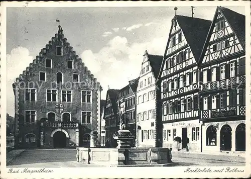 Bad Mergentheim Marktplatz mit Rathaus u.Engel Apotheke Kat. Bad Mergentheim
