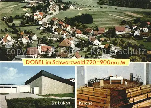 Dobel Schwarzwald St.Lukas Kirche u.Luftaufnahme Kat. Dobel