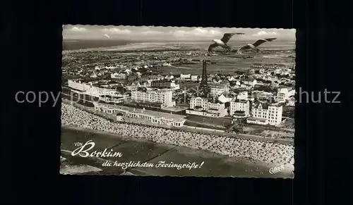 Borkum Nordseebad Fliegeraufnahme Feriengruesse / Borkum /Leer LKR