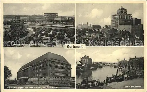 Dortmund Hafen Dampfschiff Stahlwerke Union Hochhaus Kat. Dortmund