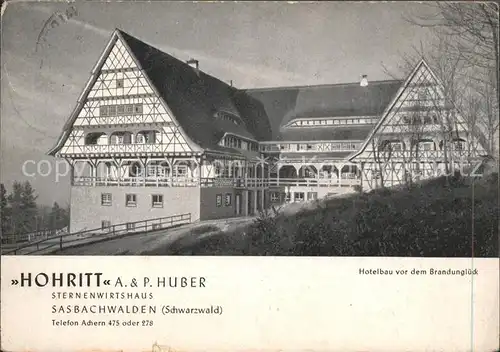 Sasbachwalden Hotelbau Brandunglueck Hohritt Kat. Sasbachwalden