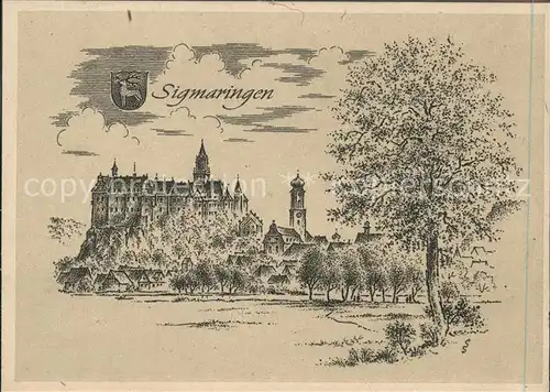 Sigmaringen Wappen Kuenstlerkarte Ludwig Schaefer Grohe Kat. Sigmaringen