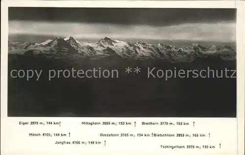 Eiger Grindelwald Mittaghorn Breithorn Moench Grosshorn Jungfrau  Kat. Eiger