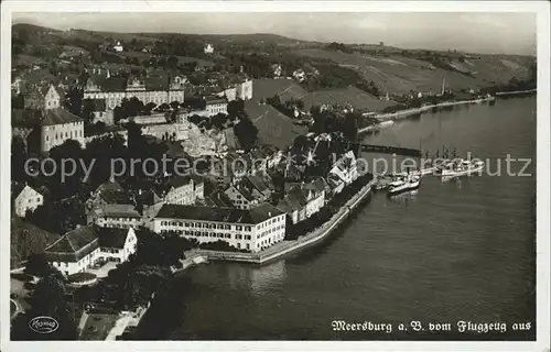 Meersburg Bodensee Fliegeraufnahme Schloss Hafen Schiff Kat. Meersburg