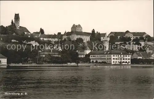 Meersburg Bodensee Blick vom See aus Kirche Schloss Hotel zum Schiff Kat. Meersburg