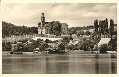 Birnau Blick zur Klosterkirche vom Bodensee aus Kat. Uhldingen Muehlhofen