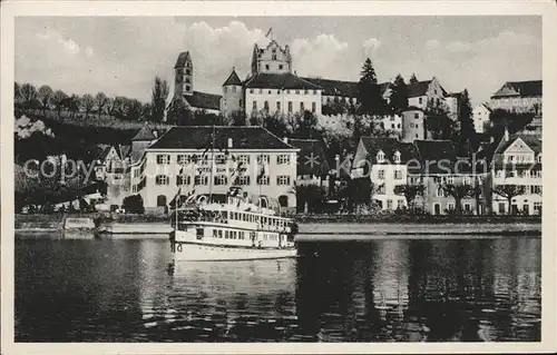 Meersburg Bodensee Ansicht vom See aus Dampfer Hotel zum Schiff Schloss Kirche Kat. Meersburg