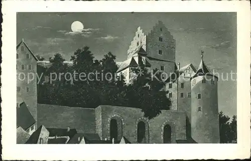 Meersburg Bodensee Schloss im Mondschein Kat. Meersburg