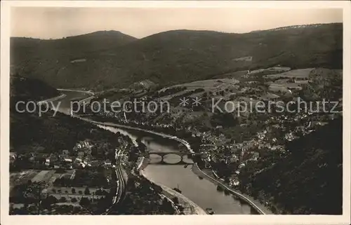 Heidelberg Neckar Blick auf Schlierbach Aue und Ziegelhausen Kat. Heidelberg