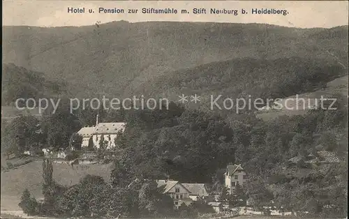 Heidelberg Neckar Hotel Pension zur Stiftsmuehle mit Stift Neuburg Kloster Kat. Heidelberg