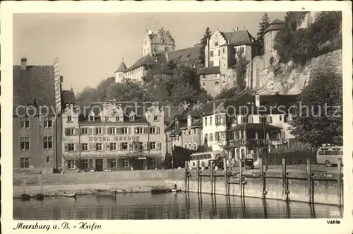 Meersburg Bodensee Uferpartie am Hafen Hotel Seehof Schloss Kat. Meersburg