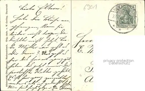 Neckarsteinach Partie am Neckar der Vierburgenstadt Mittelburg Kat. Neckarsteinach