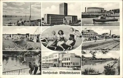 Wilhelmshaven Strand Halle Rathaus Geniusbank Schwanenteich Stadtpark Stadttheater Kat. Wilhelmshaven