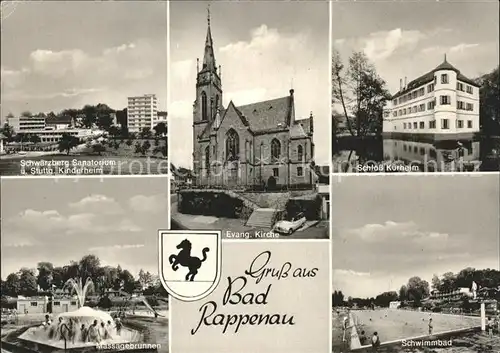 Bad Rappenau Sanatorium Kinderheim Massagebrunnen Schloss Kurheim Schwimmbad Kirche Wappen Kat. Bad Rappenau