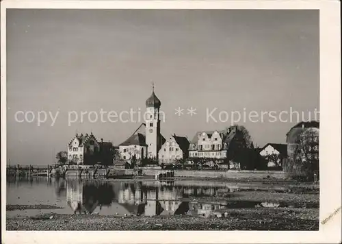 Wasserburg Bodensee Uferpartie am See Kirche Kat. Wasserburg (Bodensee)