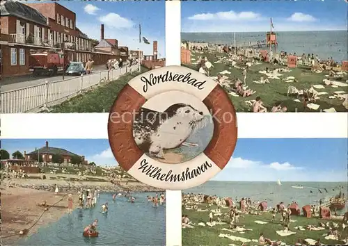 Wilhelmshaven Suedstrand Rettungsring Seehund Nordseebad Kat. Wilhelmshaven