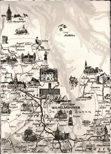 Wilhelmshaven Ausschnitt aus der Bilderkarte von Nordwestdeutschland Kat. Wilhelmshaven