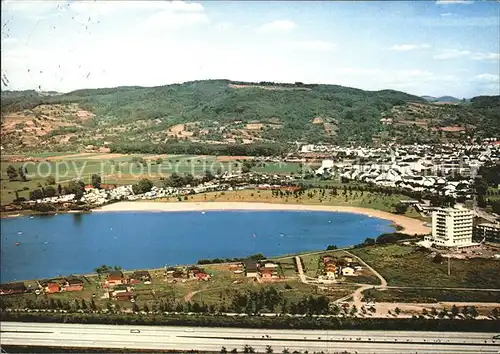 Hemsbach Bergstrasse Panorama mit See Hotel Fliegeraufnahme Kat. Hemsbach