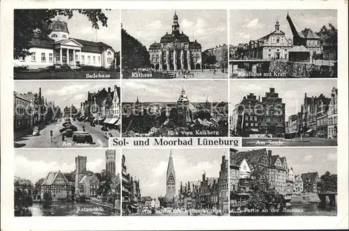 Lueneburg Badehaus Rathaus Kaufhaus Kran Am Sande Giebelhaus Johanniskirche Ilmenau Ratsmuehle Kat. Lueneburg