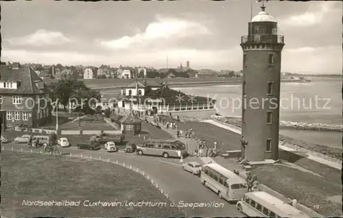 Cuxhaven Nordseebad Leuchtturm mit Seepavillon Kat. Cuxhaven