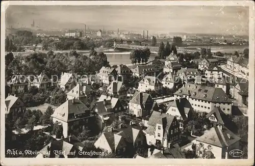 Kehl Rhein mit Blick auf Strassburg Kat. Kehl