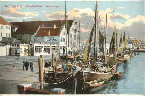 Cuxhaven Nordseebad Hafenpanorama Segelschiffe Kat. Cuxhaven