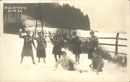 Bad Driburg Schneeballschlacht Gruppenfoto Kat. Bad Driburg