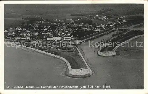 Buesum Nordseebad Fliegeraufnahme der Hafeneinfahrt Kat. Buesum