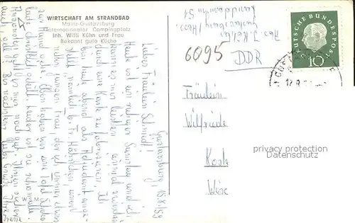 Ginsheim Gustavsburg Wirtschaft am Strandbad Zeltplatz Kat. Ginsheim Gustavsburg