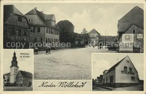 Woellstadt Dorfpartie Rathaus mit Kirche Haus Erhard Kat. Woellstadt