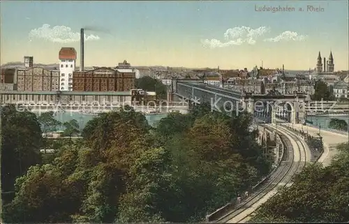 Ludwigshafen Rhein Eisenbahnbruecke Panorama Kat. Ludwigshafen am Rhein