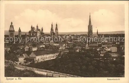 Speyer Rhein Panorama mit Dom Kat. Speyer