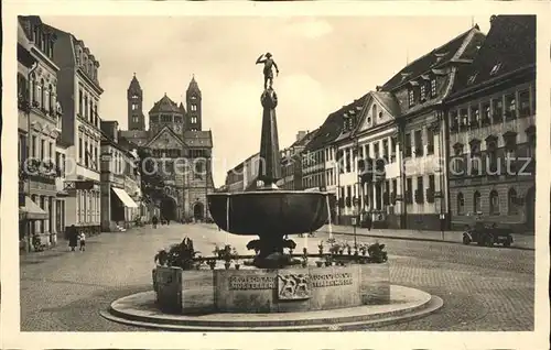 Speyer Rhein Marktplatz mit Kriegerdenkmal Kat. Speyer