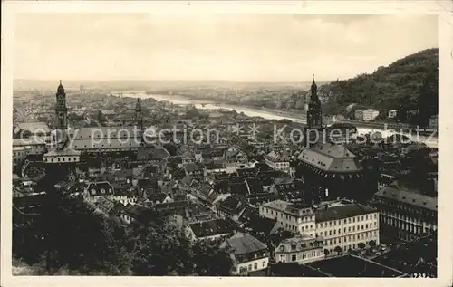 Heidelberg Neckar Total mit Rathaus Heiliggeistkirche und Jesuitenkirche Kat. Heidelberg