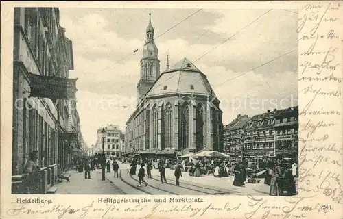 Heidelberg Neckar Heiliggeistkirche und Marktplatz Kat. Heidelberg