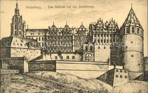 Heidelberg Neckar Schloss vor der Zerstoerung Kat. Heidelberg