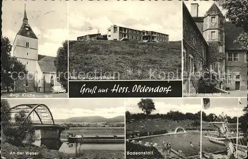 Hessisch Oldendorf Ev Kirche Berliner Jugendheim Muenchhausen Hof Weser Badeanstalt Kat. Hessisch Oldendorf