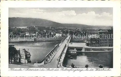 Hameln Partie an der Weserbruecke Kat. Hameln