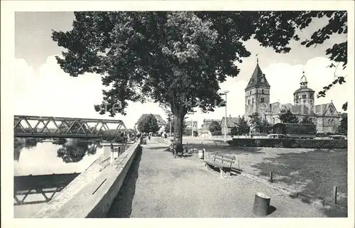 Hameln Weserpromenade Bruecke Kirche Kat. Hameln