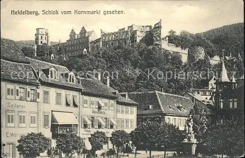 Heidelberg Neckar Schloss vom Kornmarkt Kat. Heidelberg