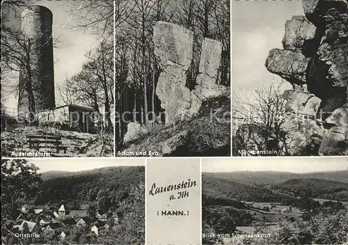 Lauenstein Salzhemmendorf Aussichtsturm Adam und Eva Moenchenstein Ortsblick / Salzhemmendorf /Hameln-Pyrmont LKR