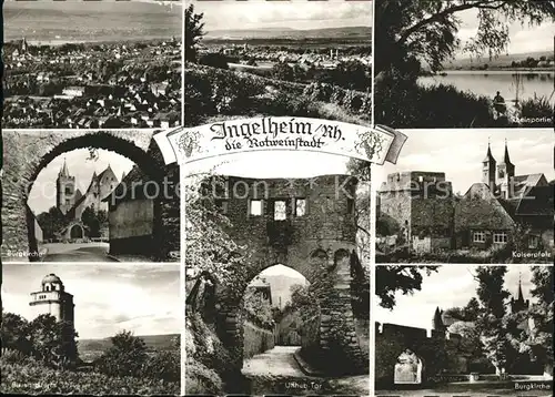 Ingelheim Rhein Total Rheinpartie Burgkirche Bismarckturm Kaiserpfalz Uffhub Tor  Kat. Ingelheim am Rhein