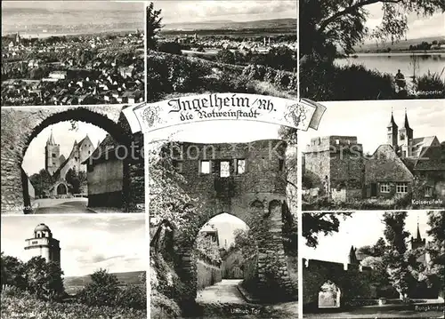 Ingelheim Rhein Total Rheinpartie Burgkirche Kaiserpfalz Bismarckturm Uffhub Tor Kat. Ingelheim am Rhein