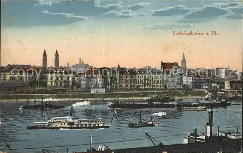 Ludwigshafen Rhein Panorama Schiffsverkehr Kat. Ludwigshafen am Rhein