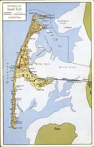 Insel Sylt Landkarte Kat. Westerland