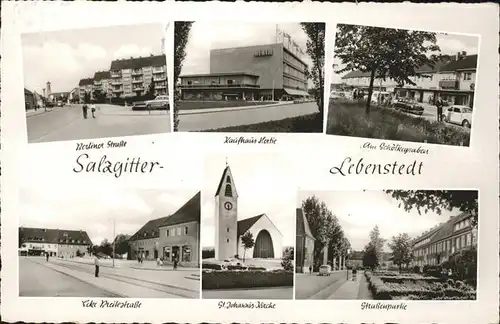 Lebenstedt Kaufhaus Hertie Berliner Strasse u.St.Johannis Kirche Kat. Salzgitter