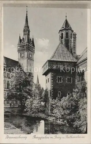 Braunschweig Burggraben mit Burg u.Rathausturm Kat. Braunschweig